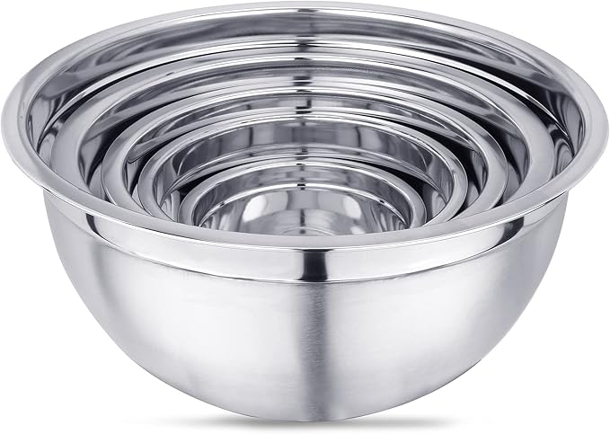 Vinod Cookware Stainless Steel Mixing Bowls with Lids - Heavy Duty Flat Bottom Stackable Mixing Bowl Set - Bowl for Meal Prep, Cooking, Mixing & Serve - Space Saving & Easy Clean - Set of 5