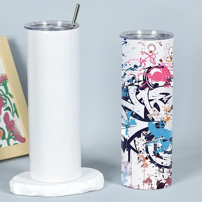 30 Oz Sublimation Tumblers Bulk (24 Pack) - Stainless Steel Double Wall Vacuum Insulated Cups With Straw, Individually Boxed