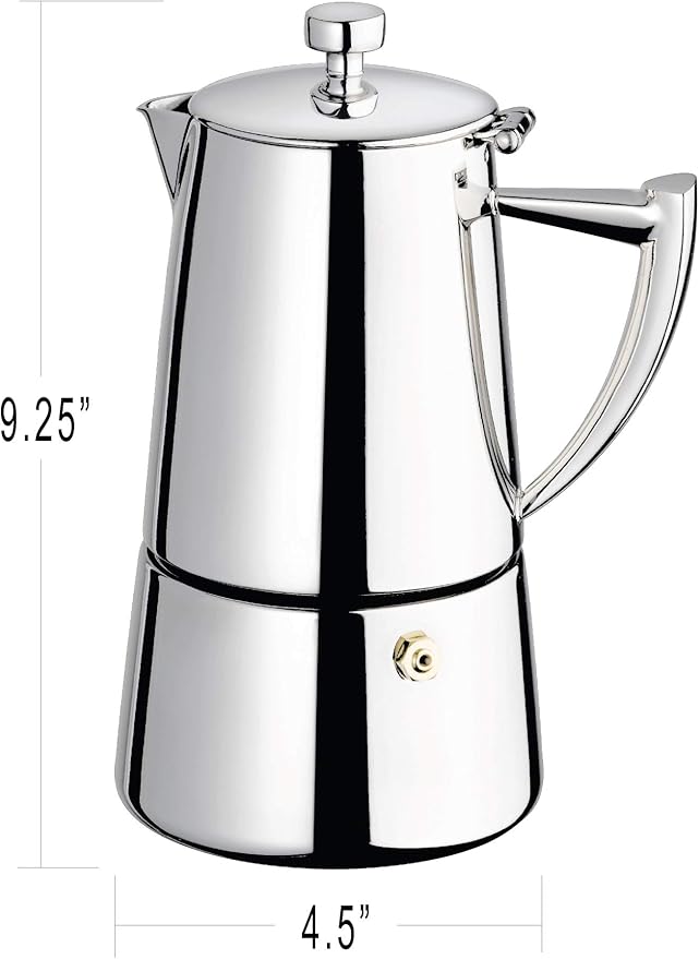 Cuisinox COF-10R Roma 10-Cup Stainless Steel Stovetop Moka Espresso Maker