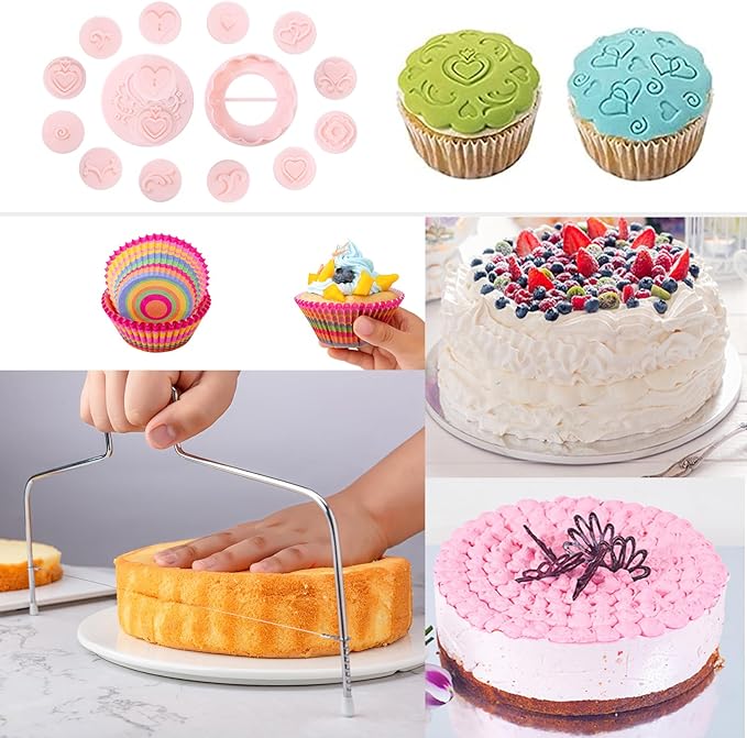 Nifogo Cake Decorating Supplies Kit Tools 356pcs, Baking Accessories with Cake Turntable, Pastry Piping Bag, Piping Icing Tips for Beginners