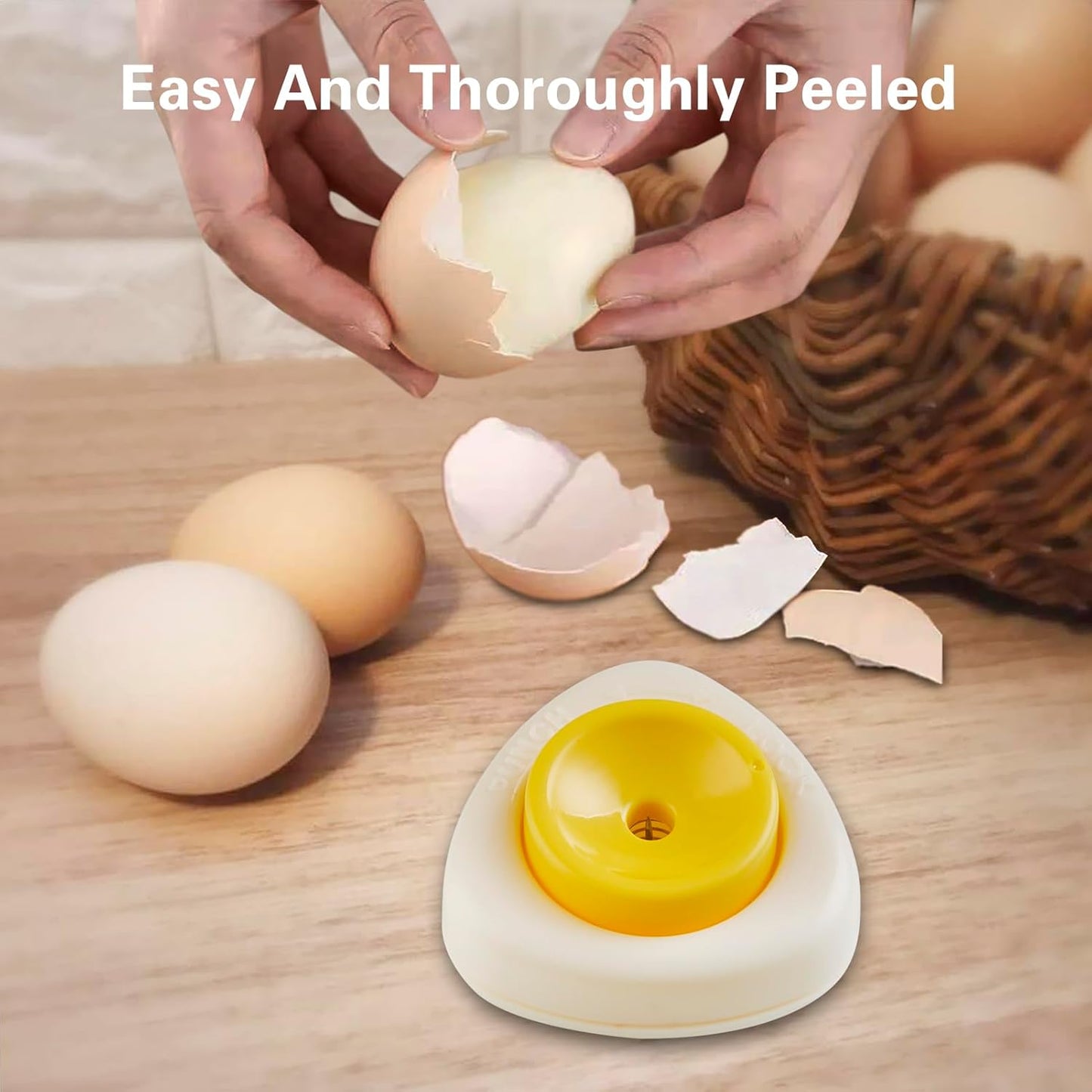 Egg Piercers for Raw Eggs, Egg Hole Poker Egg Separator Tools for Kitchen Gadgets for Hard Boiled Eggs Simple Egg Punchers Piercer with Retractable and Sharp Pin 2 Pack, Yellow, Complimentary Spoon