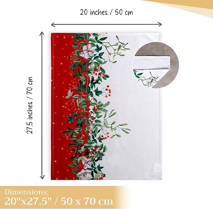 Maison d' Hermine Kitchen Towels Set of 3 100% Cotton 20" x 27.5" Reusable Cloth Tea Dish Towels Absorbent with Hanging Loop for Kitchen Dining Thanksgiving Christmas Decorations (Noel)