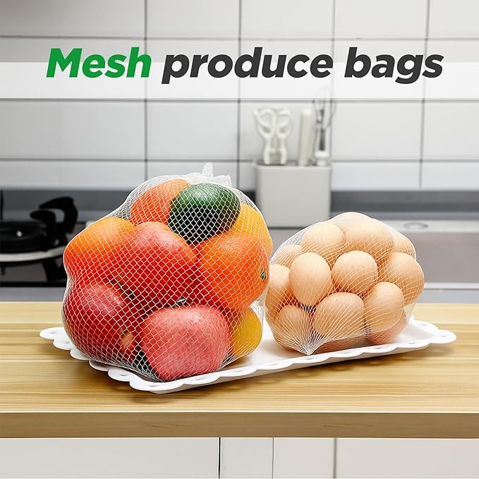 Windyun 1000 Pcs 20 Inch Reusable Mesh Nylon Netting Bulk, Fits Storage Egg Vegetable Seafood Fruits Bags Grocery Bags (White)