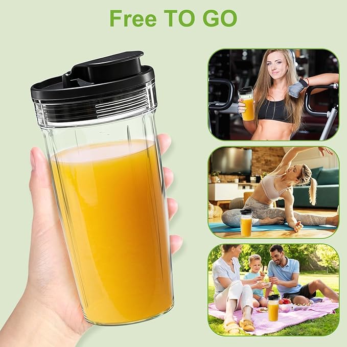 Sweetcrispy Countertop Blender, 1400W 60oz Blender Combo for Kitchen, Smoothies Maker With BPA-Free Portable Cups For Shakes, Sauces, Juice, Ice Crushing, Silver