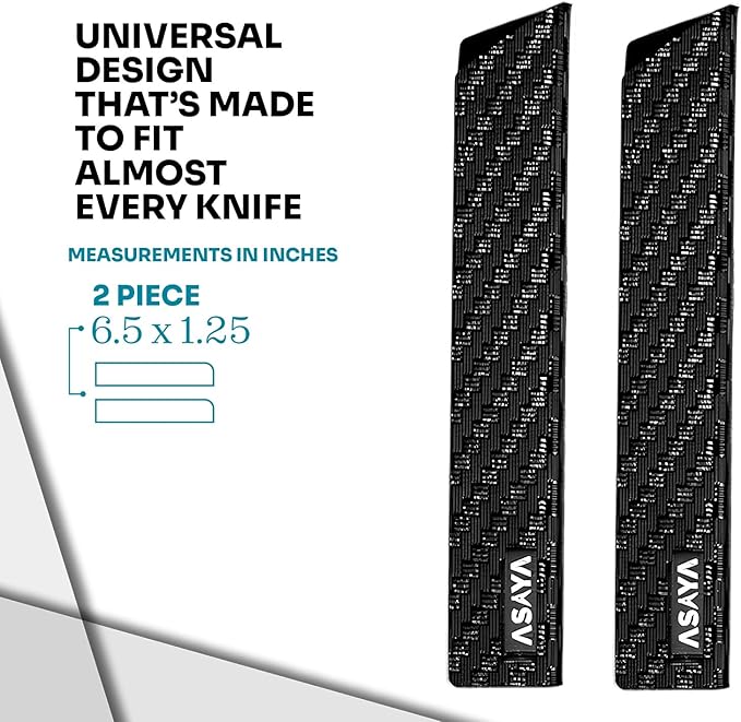 Asaya Professional Knife Edge Guards - Two Universal Streak Knife Covers - 6" x 1" - Extra Strength, ABS Plastic and BPA-Free Felt Lining, non-Toxic and Food Safe - Knives Not Included (2 Piece S)