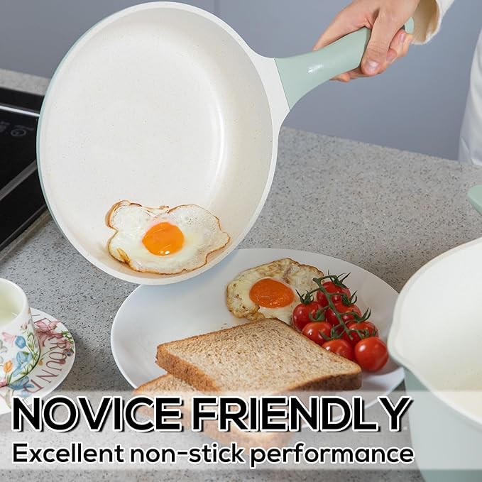 Romswi 23pcs Pots and Pans Set Non Stick, Kitchen Cookware Set with Casserole, Frying & Saucepans, Oven Safe & Stovetop Agnostic Non Toxic Cookware(Gas, Electric & Induction) - Green