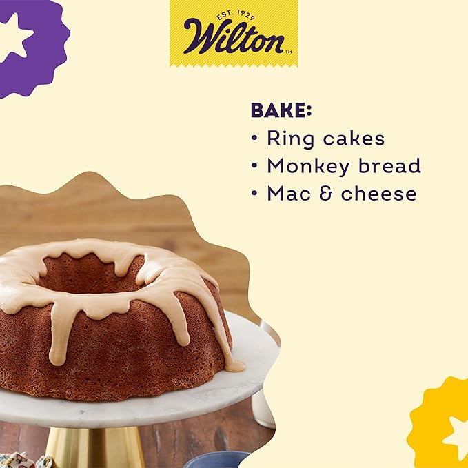 Wilton Gold Non-Stick 9.49 in Fluted Bundt Cake Pan, Stainless Steel Bakeware, Made without PFAS, Packaging May Vary