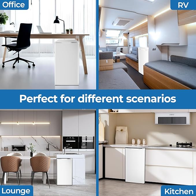 3.2 Cu.ft Mini Fridge with Freezer, Compact Refrigerator with Reversible Single Door, Adjustable Thermostat, Low Noise, Energy Efficient for Office, Dorm, Bedroom, Apartment (WHITE)