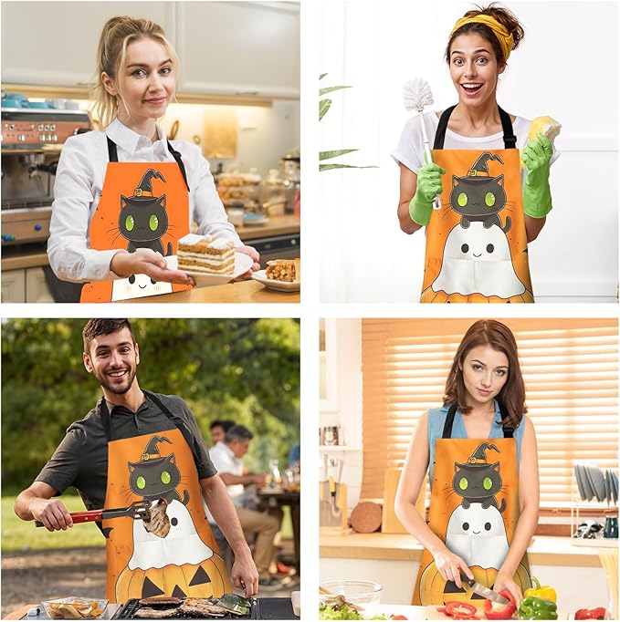 Halloween Apron Home Kitchen Cooking Baking Gardening for Women Men with Pockets waterproof 32x28 inch