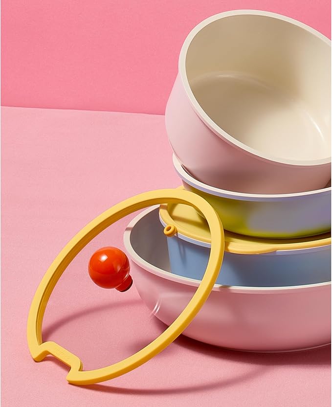 CAROTE 20pcs Ceramic Cookware Set Detachable Handle,Pots and Pans Set Nonstick,Induction Kitchen Cookware with Removable Handle,RV Dishwasher ＆ Oven Safe, PFOA Free