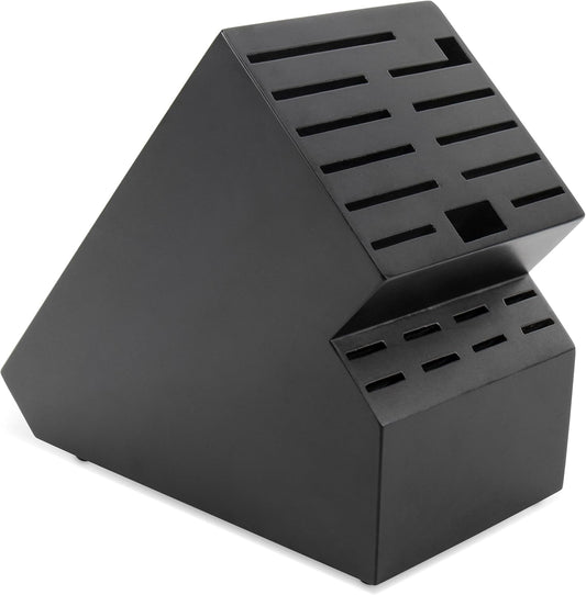 20 Slot Knife Block Storage without Knives,Acacia Wood Universal Knife Holder for Kitchen Countertop,Large Butcher Block Organizer,Easy Kitchen Knife Storage (Black)