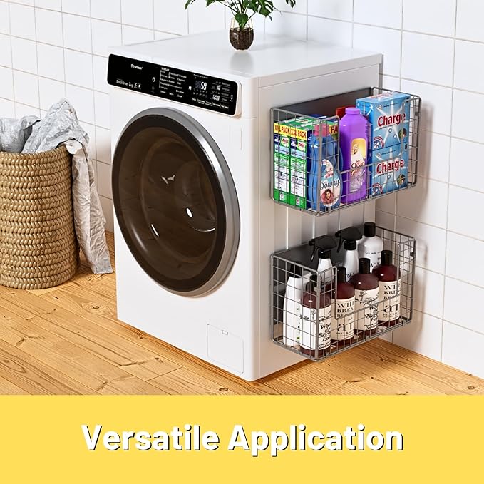 Magnetic Shelf for Fridge, Fruit Potato & Onion Storage Bins, Pantry Organizers & Storage, Large Container Magnetic Basket for Refrigerator, Kitchen Counter,Cabinet Magnetic Fridge Organizer Silver 2