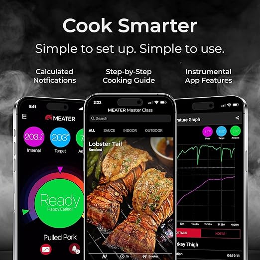 MEATER Pro: Smart Bluetooth Wireless Meat Thermometer Digital | 1000°F Heat Resistance | Long Range | Certified Accuracy | BBQ, Oven, Grill, Smoker, Air Fryer, Deep Fryer