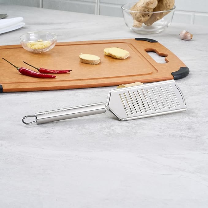 Restaurantware-German Standard Fine Handheld Graters, 6 Flat Cheese Graters - Dishwashable, Durable, Stainless Steel Food Grater With Handle, Suitable For Chocolate, Nutmeg, Garlic, Lemon, And, More