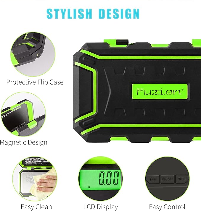 Fuzion Digital Pocket Scale, 200g x 0.01g Gram Scale, Mini Scale 6 Units Jewelry Scale with LCD Display, Tare Function, 50g Cal Weight