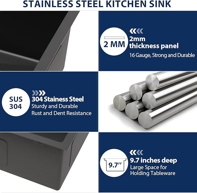 Lordear 33 Drop In Kitchen Sink Matte Black - 33X22 Inch Drop In Sinks Ledge Workstation Black 16 Gauge Stainless Steel Single Bowl Topmount Kitchen Sink Basin with Built- in Accessories