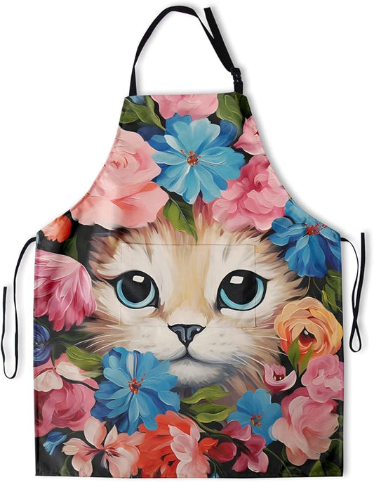 Funny Animal Apron with 2 Pockets Waterproof for Men Women Kitchen Garden Decor