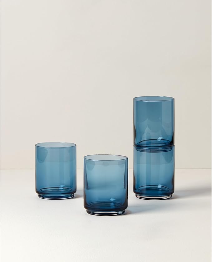 Lenox 894462 Tuscany Classics Stackable 4-Piece Tall Glasses, Blue, 14 oz