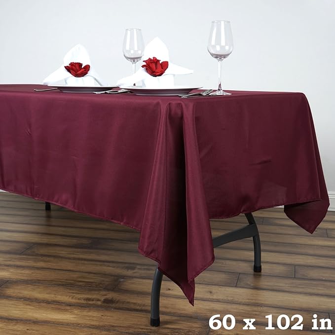 LinenTablecloth 60 x 102-Inch Rectangular Polyester Tablecloth Burgundy