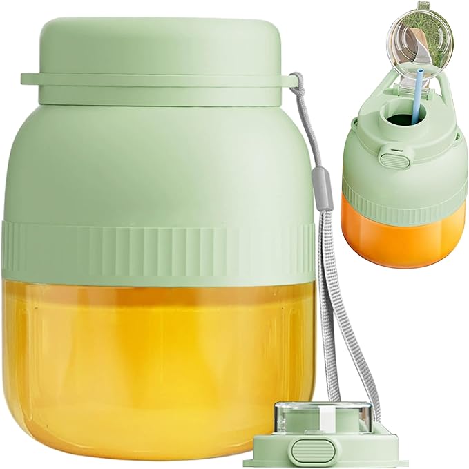 Portable Blender, 500ml Rechargeable Portable Juicer with Dual Lids & Straw Leakproof 10-Blade Electric Blender for Juicing, Complementary Food, Grinding, Ice