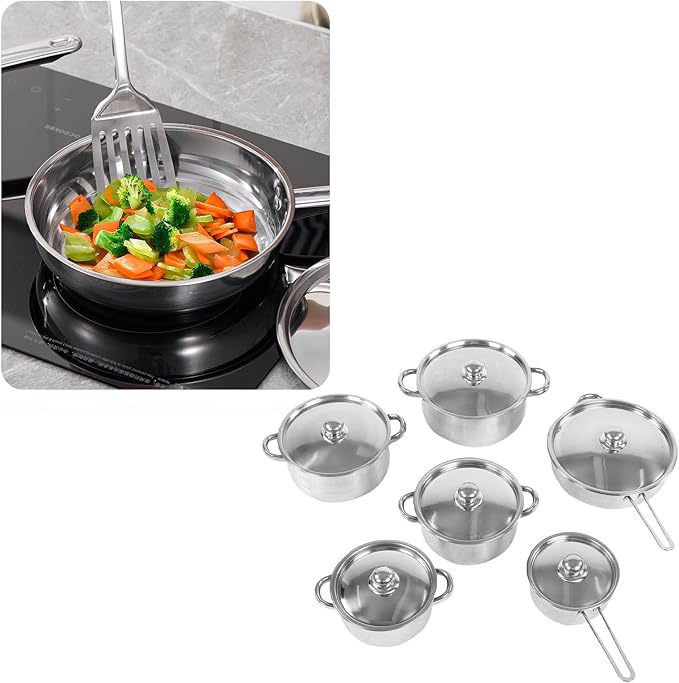 Stainless Steel Pots and Pans Set, Nonstick Kitchen Induction Cookware Set, Induction Kitchen Cooking Skillet Kits with Frying Pan Soup Milk Pot