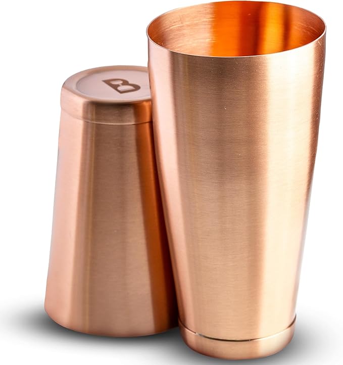 Bull in China 2-Piece Cocktail Shaker Copper - 28 oz Weighted Shaker & 18oz Weighted Cheater Tin, Professional Grade Bar Shaker, Premium Cocktail Shaker Set for Professional & Home Bartenders