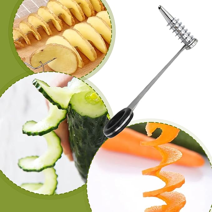 Cucumber Spiralizer Stainless Steel Zucchini Cutter Vegetable Spiralizer for Healthy Salads Manual Courgette Slicer Dishwasher Safe Handheld Kitchen Gadgets for Cucumber Potato Carrot