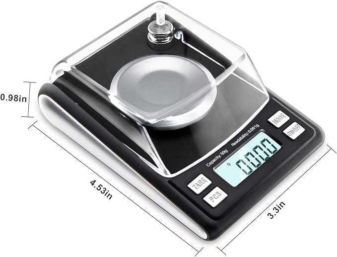Fuzion Milligram Scale 50/0.001g, Mg Scale with 20g Cal Weight, Micro Scale, Powder Scale for Reloading