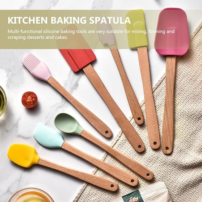 Luxshiny Multi-function Silicone Baking Tools Kitchen Utensils with Hanging Heat-resistant Spatulas and Spoons for Home Bakery Shop Use