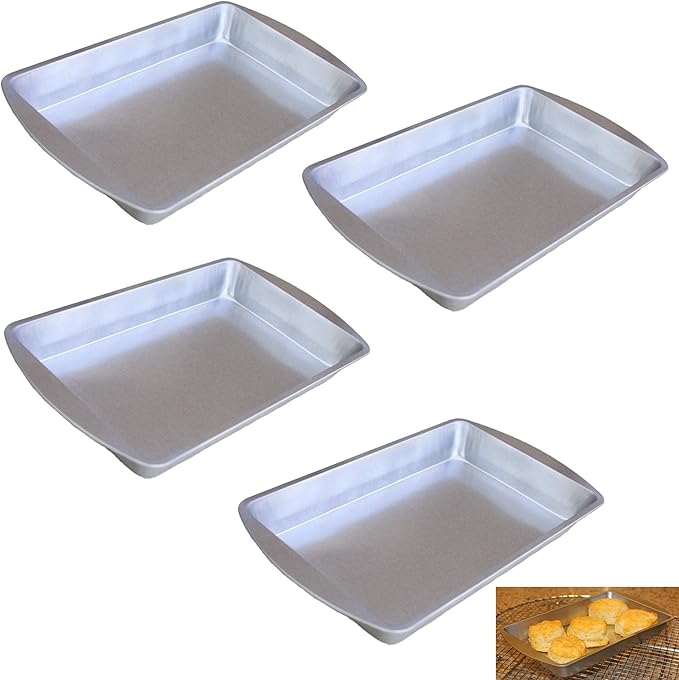 Metal Baking Pan Set, Cookie, Cake, Brownie, Biscuit Baking Pans, Set of 4 (Small)