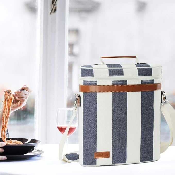 Zormy 3 Bottle Insulated Wine Tote Cooler Bag, Portable Carrier with Corkscrew Opener and Shoulder Strap for Beach Travel Picnic, Unique Carrier