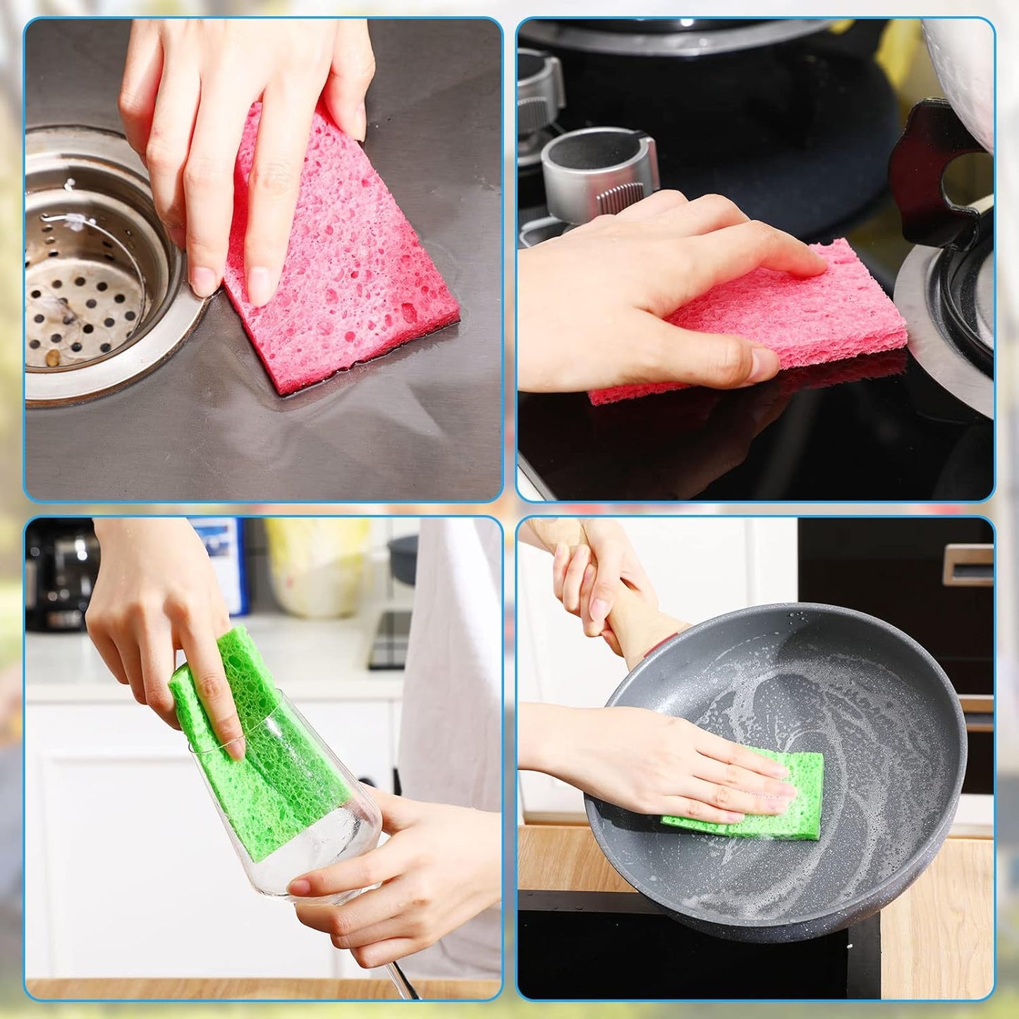 Zhengmy 48 Pieces Kitchen Sponge Bulk Natural Sponges for Dishes Compressed Wood Pulp Sponges Cleaning Sponge Without Scratching for Kitchen Bathroom, 3.9 x 2.4 x 0.12 Inch (Multicolor)