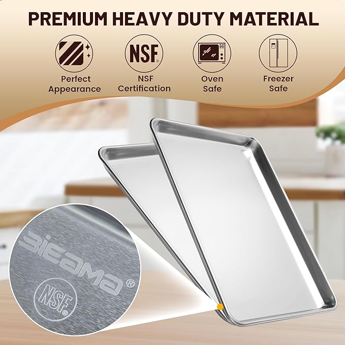 12 Pack Half Size Baking Sheet Pan Aluminum Commercial Pan for Oven Freezer Bakery Hotel Restaurant 13" × 18"