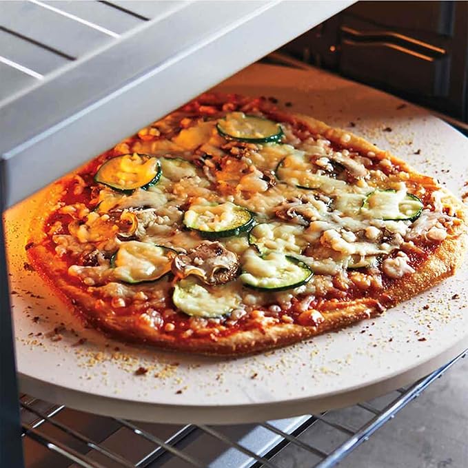 14'' Pizza Stone for Oven and Grill Round Baking Stone Heavy Duty Cordierite Pizza Cooking Pan for Indoor Electric Ovens Baking Crisp Crust Pizza Bread with RV Oven Home(36cm*1.1cm)
