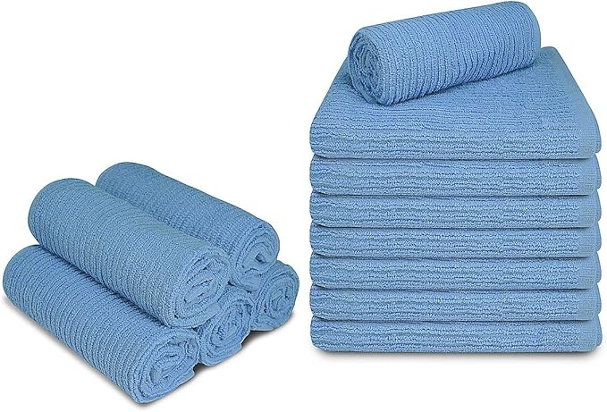 Softolle Bar Mop Towels, Pack of 12-16x19 Inches - 100% Cotton Super Absorbent Towels, Multi-Purpose for Home and Bar Cleaning (Electric Blue)