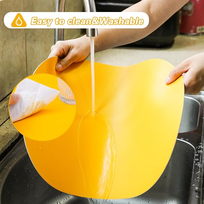 Oval PU Placemats Set of 6,Reversible Faux Leather Placemat for Dining Table,Waterproof Heat Resistant Wipeable Anti Slip Table Mats,Modern Table Protectors(Yellow and Silver)