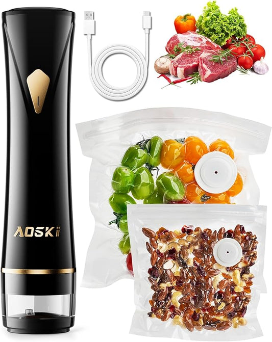 Vacuum Sealer Machine for Food Storage: Compact Food Sealer Saver 5X Fresh Longer, Handheld Detachable Water Tank, 10 PCS Vacuum Seal Bags for Kitchen Fridge Travel Seal Meal Mothers Day Gift For Wife