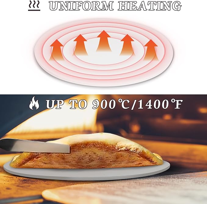 14'' Pizza Stone for Oven and Grill Round Baking Stone Heavy Duty Cordierite Pizza Cooking Pan for Indoor Electric Ovens Baking Crisp Crust Pizza Bread with RV Oven Home(36cm*1.1cm)