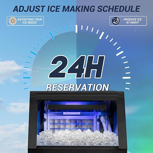 【120LBS/24H + 40 Cubes/12-18 Mins】 15" Commercial Ice Maker - 30LBS Storage, Self-Cleaning Under Counter & Freestanding Ice Machine for Home/Bar/Outdoor