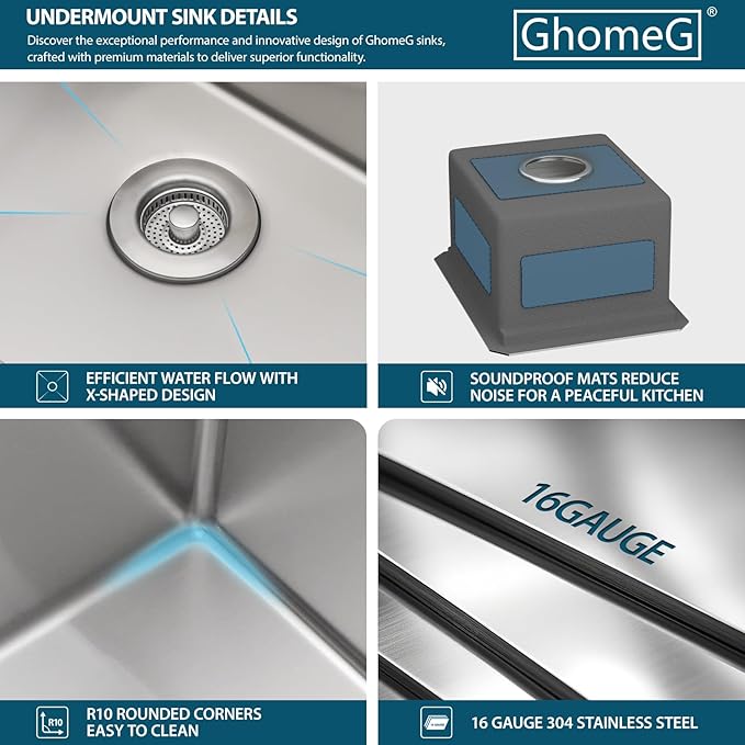 Undermount Bar Sink 12x15 Inch Kitchen Sink Single Bowl Workstation 16 Gauge Stainless Steel 8 In Deep Small Bar Sinks with Practical Accessories