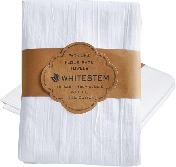 Flour Sack Towels | Tea Towel for Crafts| Kitchen | Dish | Cotton Blank Towel for Embroidery| Baking Bread Proofing Linen Cover| Thick Absorbent Quick Dry | 2 Pack 18"x28" White