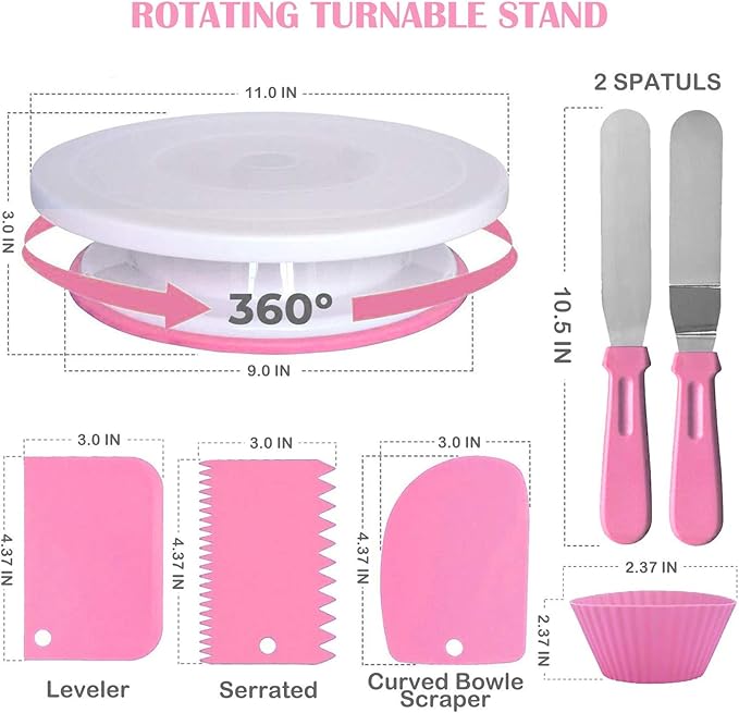 Cake Decorating Supplies Kit 464 Pcs with Non-Slip Cake Turntable and Springform Cake Pans，Icing Piping Tips Set，Chocolate Mould & Muffin Cups，Baking Supplies for Beginners and Cake Lovers