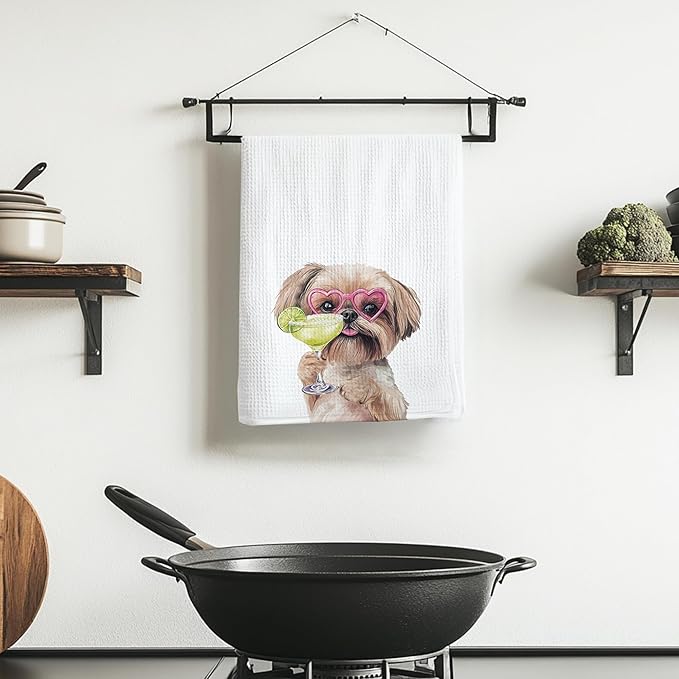 Cabana Bro Shih Tzu Gifts Kitchen Towels, Shih Tzu Gifts for Women Decorative Hand Towels for Bathroom, Funny Lion Dog Chow Chow Cocktail Tequila Dish Tea Towels for Kitchen, 16x24 Inch