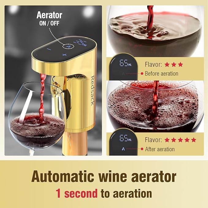 Smart Digital Wine Dispenser & Electric Aerator with Auto Stop, 1-999ML Quantitative Pour & Hands-Free Sensor for Wine, Whiskey, Spirits - Ideal Gift for Men, Dad, Him, Wine Enthusiasts (for Dad)