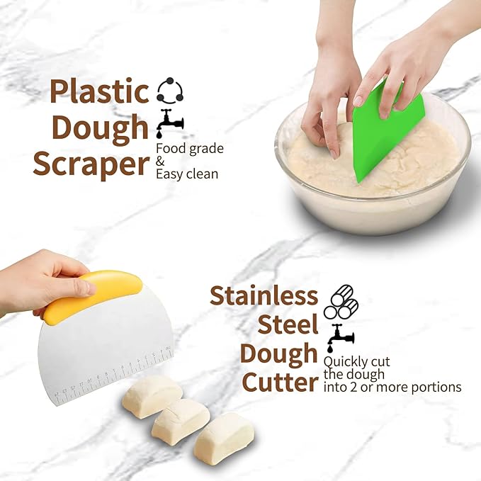 Sourdough Proofing Basket Set: Banneton Bread Basket with 15 PCS Baking Supplies - Sourdough Starter Kit with Jar & Scale for Handmade Baker's (Round+Oval Set)