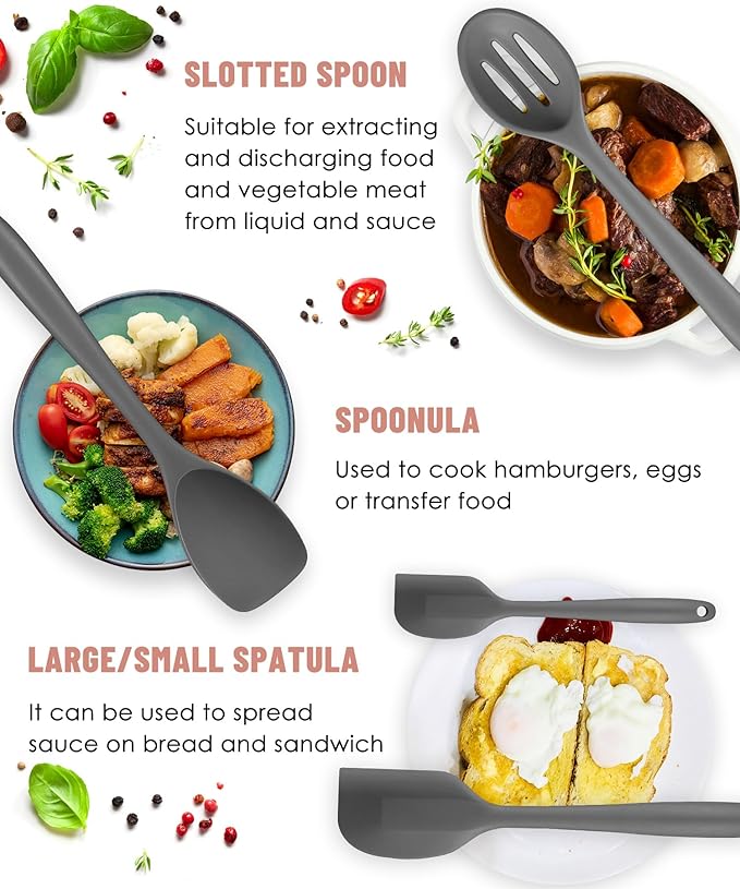 Kitchen Utensils Set-12 Pieces Silicone Cooking Utensils Set (Dishwasher Safe) 392°F Heat Resistant Spatula Set, Nonstick Cookware