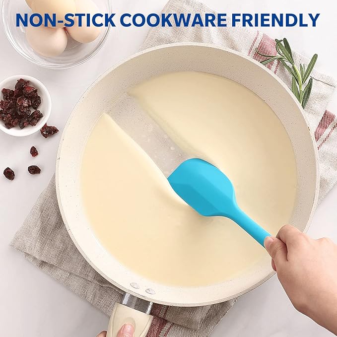 Wanbasion 5 Piece Premium Silicone Spatula Set Heat Resistant, Colorful Rubber Baking Spatula Set, Kitchen Spatula Set Dishwasher Safe for Nonstick Cookware Cooking Mixing Multicolor-2