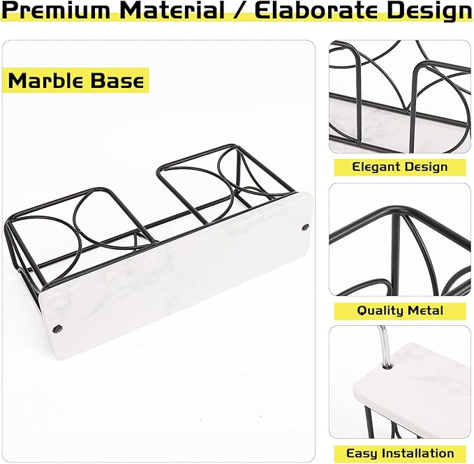 Napkin Holder with Marble Base, Guest Towel Paper Dispenser for Table, Modern Metal Napkin Stand, Ideal for All Bathroom Vanity, Kitchen Decor Accessories (Matte Black, 4 Inch)