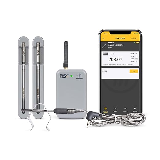 ThermoWorks RFX | Smart Wireless Meat Thermometer | Wi-Fi & Radio Frequency | Stronger Signal Than Bluetooth | Meat Probe for Use in Smoker, Grill, BBQ, Oven - 2-Probe Kit