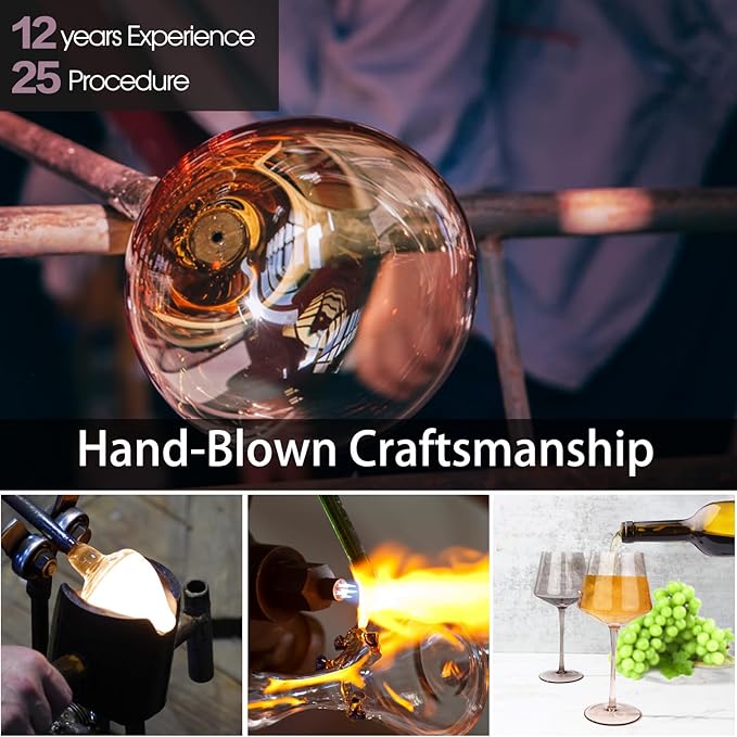 Colored Wine Glasses Set of 6, Large 16oz Hand Blown Crystal Wine Glassware, Stemmed Colorful Wine Glasses - Red & White, Modern & Elegant for Friends,Family,Wedding,Anniversary,Christmas,Birthday